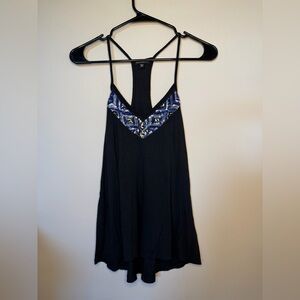 Express Black Camisole with Blue and Silver Beading